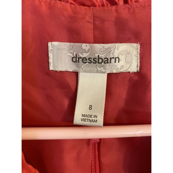 Red Cocktail Valentine Party Dress Size 8 Sleeveless Pleated Skirt Ruffled Neck - Picture 6 of 7